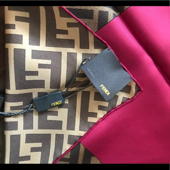 Fendi Foulard Cornice Zucca Silk Scarf - NWT - Picture 3 of 8